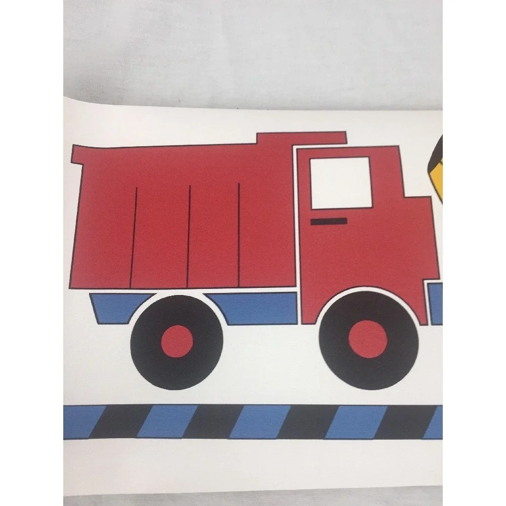 4 Blonder CONSTRUCTION TRUCKS KIDS Wallpaper Border 5 Yards NEW boys room toy